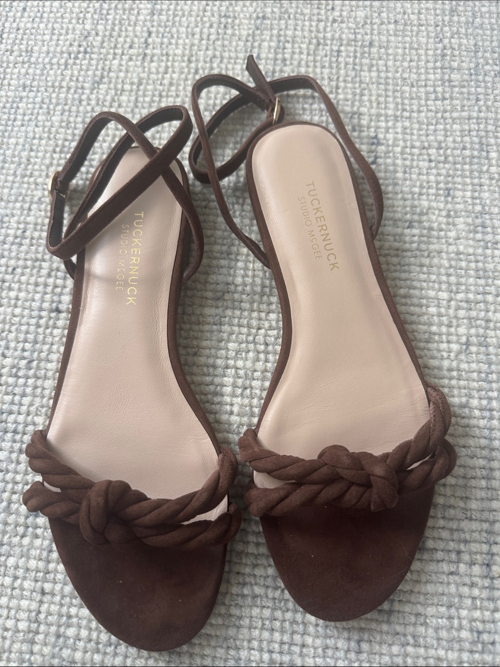 Tuckernuck Brown Braided Suede Ankle-Strap Sandals